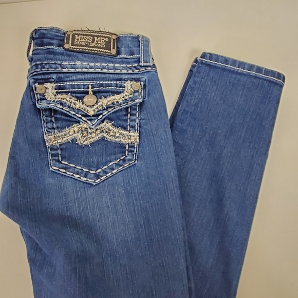 Miss Me JE107252R rhinestone embroidered skinny jeans size 28 - Picture 6 of 14
